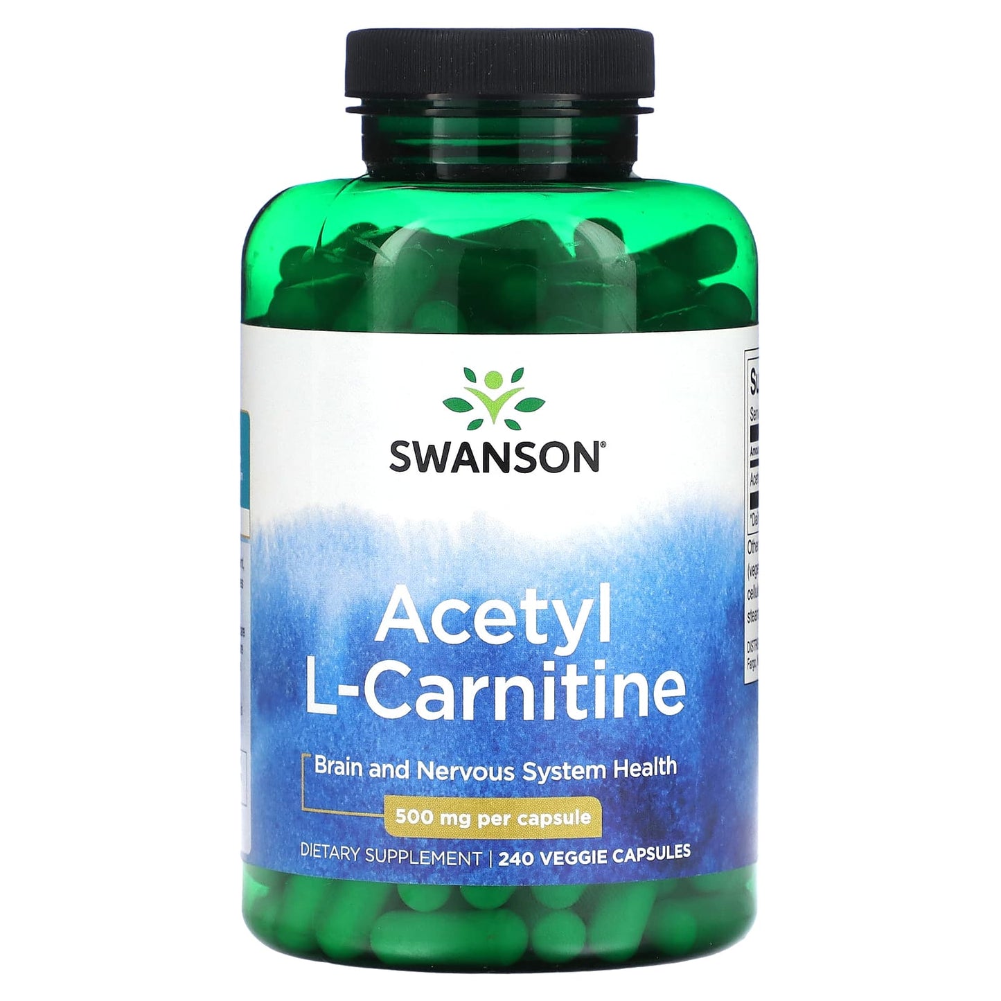 Swanson, Acetyl L-Carnitine, 500 mg, 240 Veggie Capsules - Image 1
