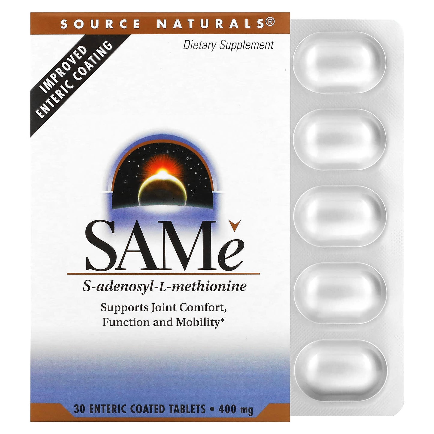 Source Naturals, SAMe , 400 mg, 30 Enteric Coated Tablets - Image 1