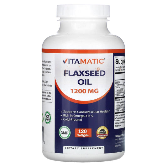 Vitamatic, Flaxseed Oil, 1,200 mg, 120 Softgels - Image 1