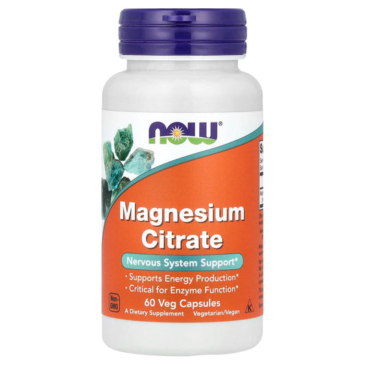 NOW Foods, Magnesium Citrate, 60 Veg Capsules (133 mg per Capsule) - Image 1
