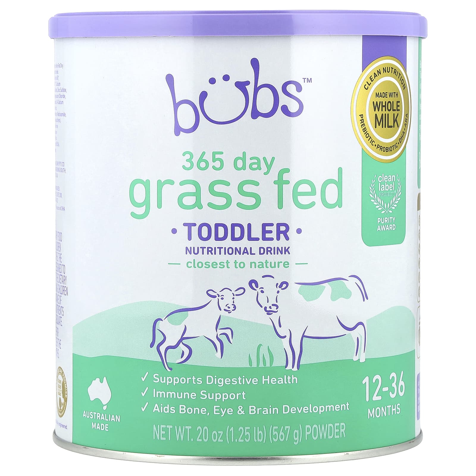 Aussie Bubs 365 Day Toddler Drink Powder, Grass Fed, 12-36 Months - Image 1