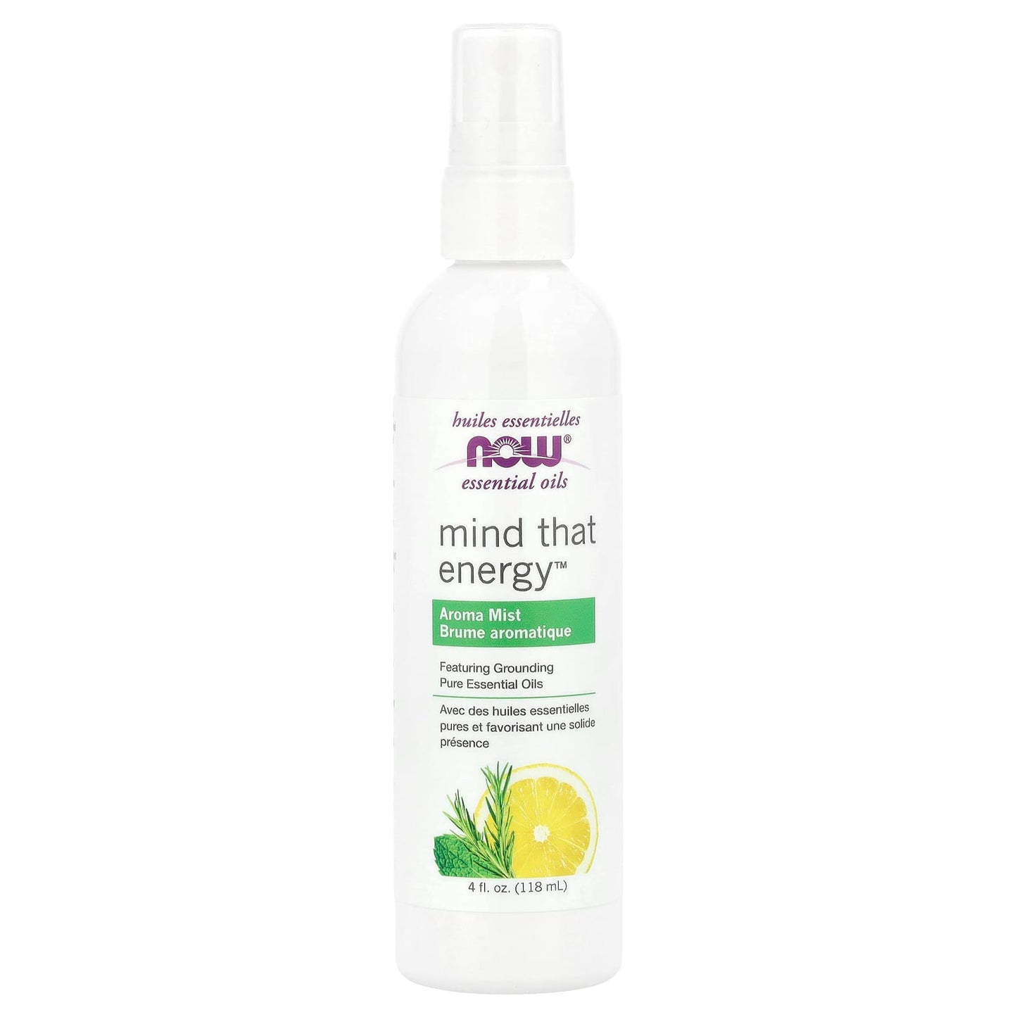 NOW Foods, Essential Oils, Mind That Energy™ Aroma Mist, 4 fl oz (118 ml) - Image 1