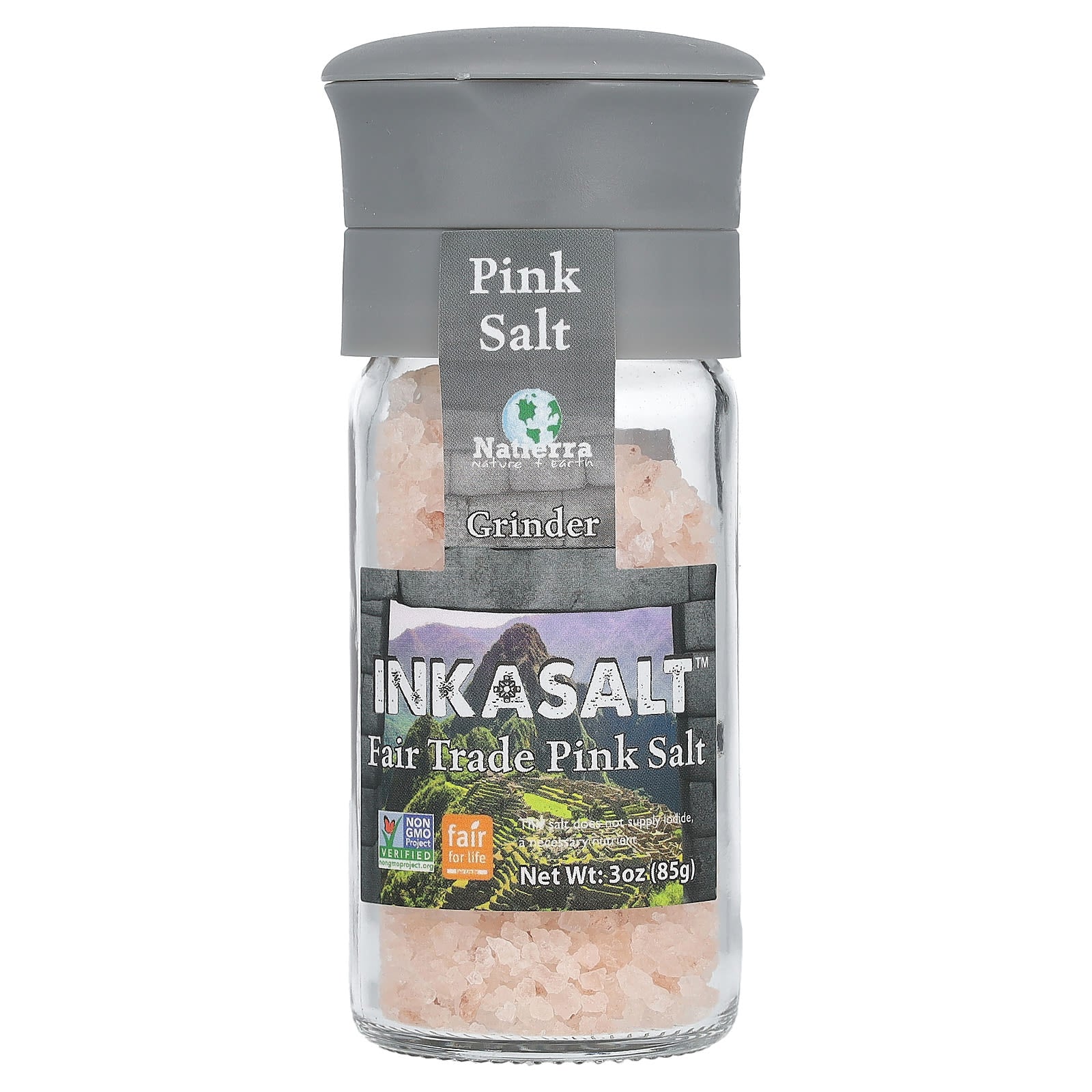 Natierra, InkaSalt, Fair Trade Pink Salt, Grinder, 3 oz (85 g) - Image 1