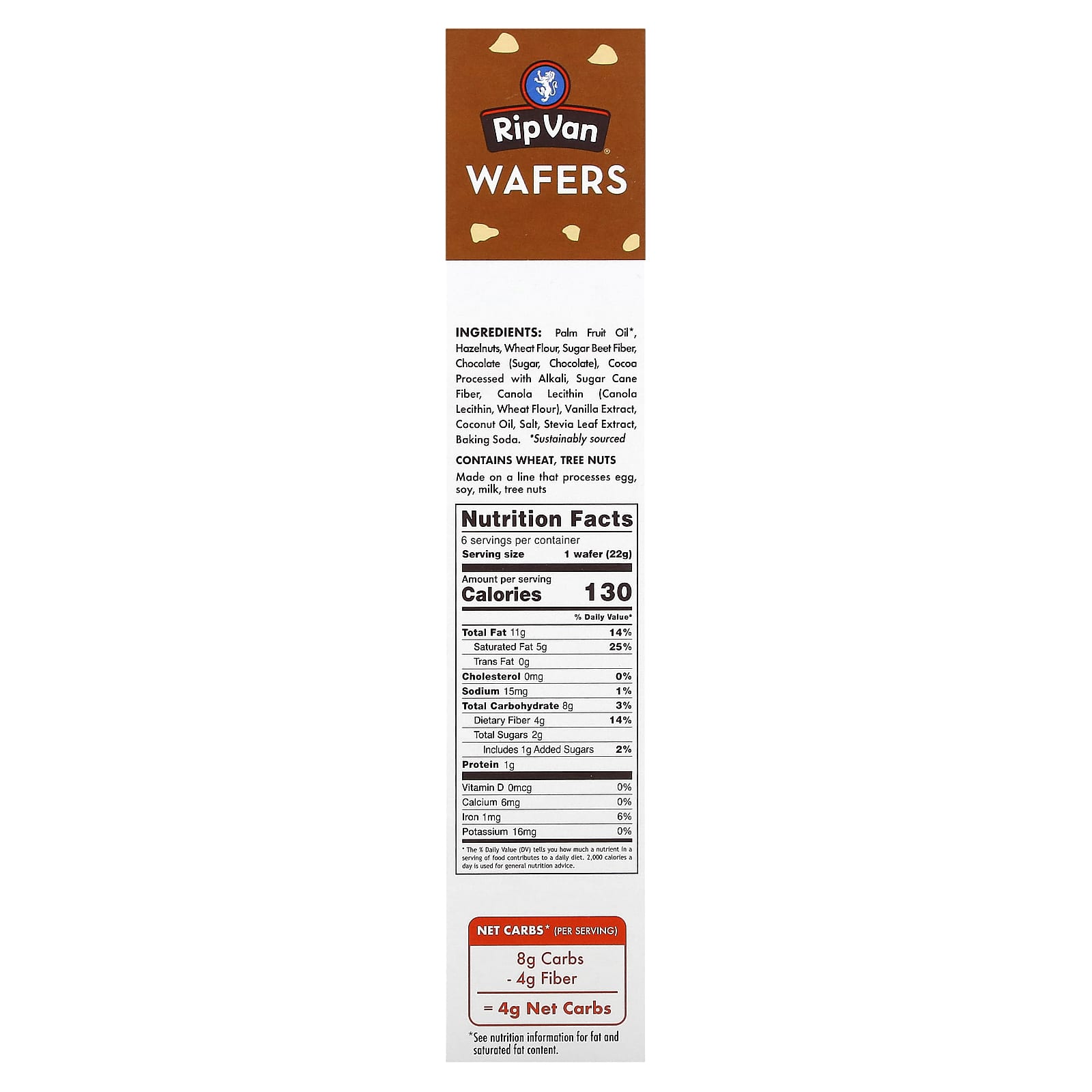 Rip Van Wafels, Chocolate Hazelnut, 6 Pack, 0.78 oz (22 g) Each - Image 2