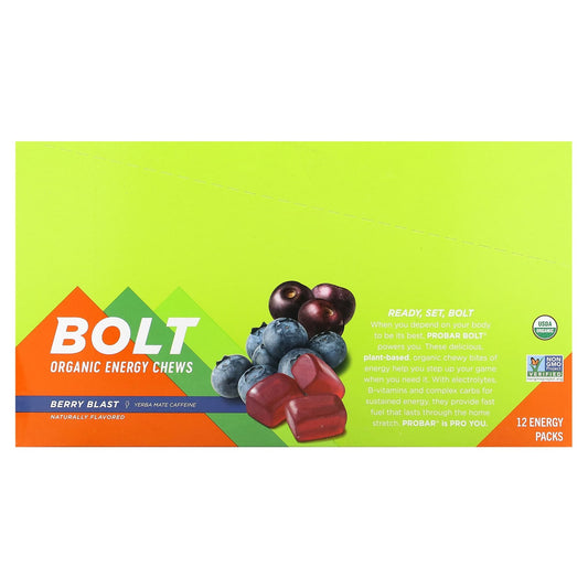 ProBar, Bolt, Organic Energy Chews, Berry Blast, 12 Packs, 2.1 oz (60 g) Each - Image 1