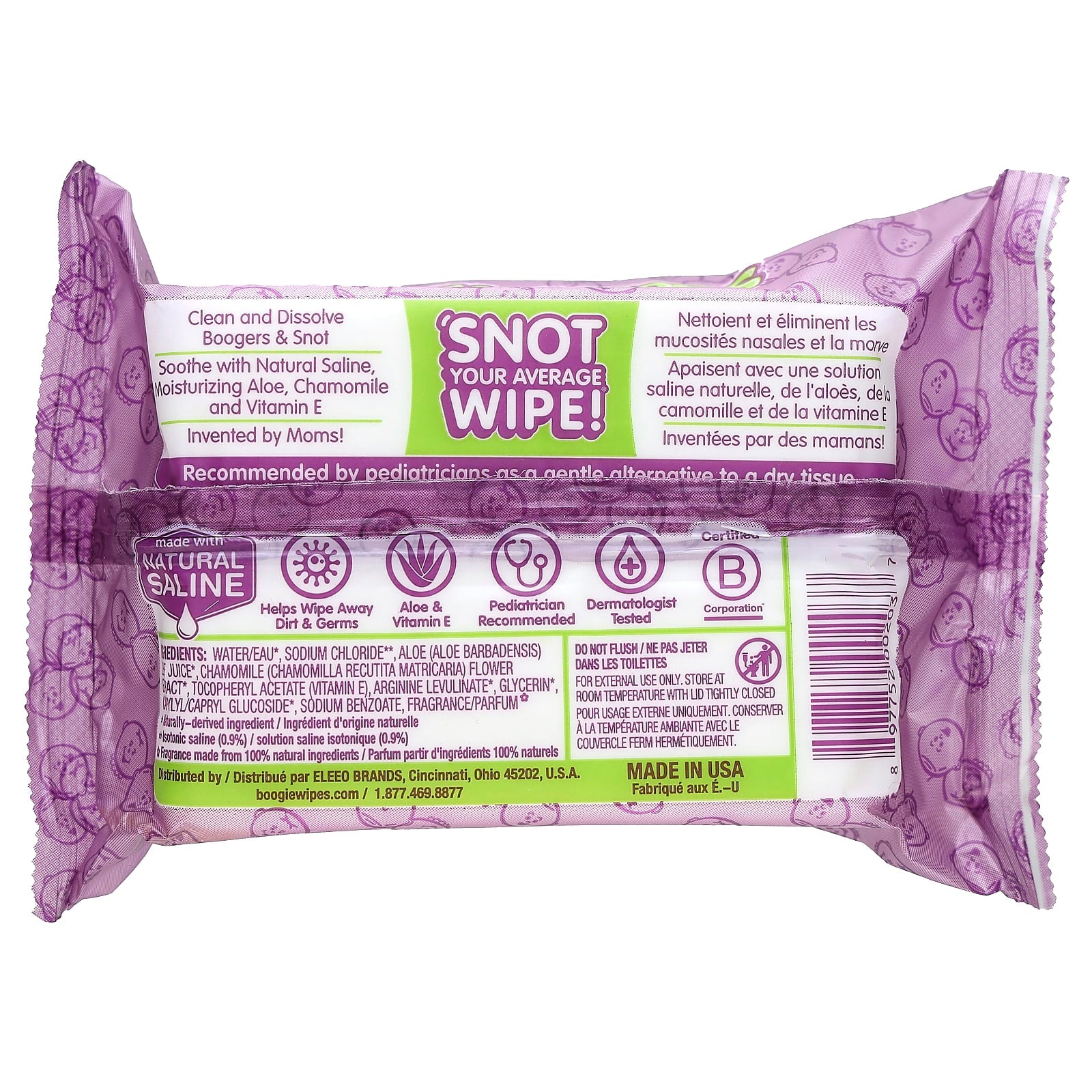 Grape Boogie Wipes - Gentle Saline Nose Wipes for Kids, 30 Count - Image 2