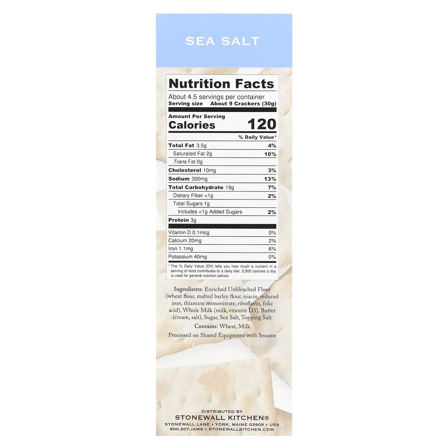 Stonewall Kitchen, Down East Crackers, Sea Salt, 5 oz (142 g) - Image 2