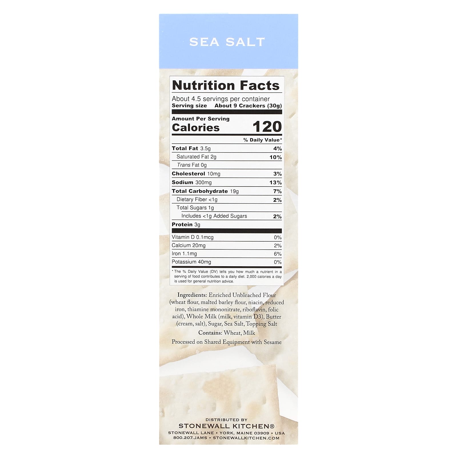 Stonewall Kitchen, Down East Crackers, Sea Salt, 5 oz (142 g) - Image 2