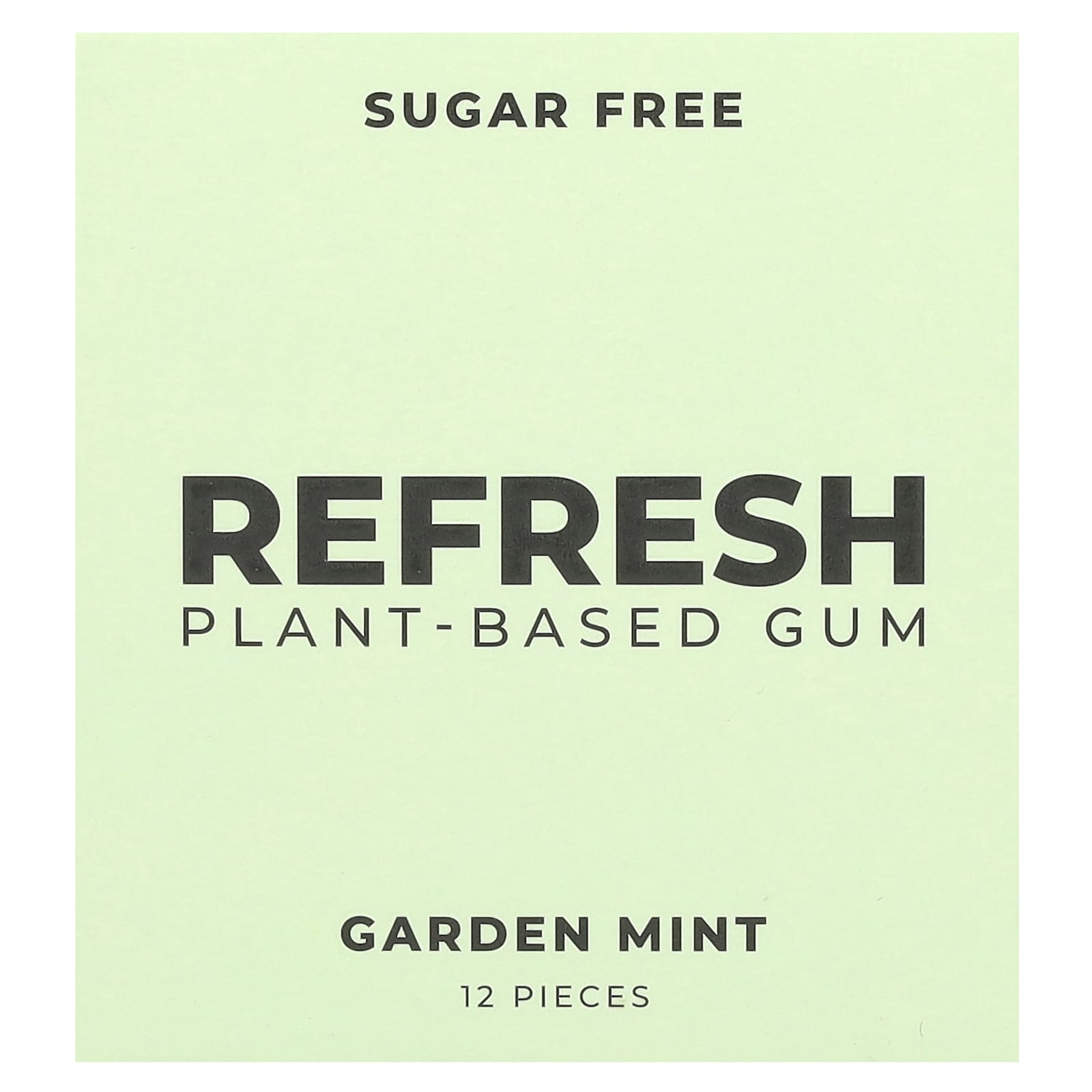 Refresh Gum, Plant-Based Gum, Garden Mint, 12 Pieces - Image 1