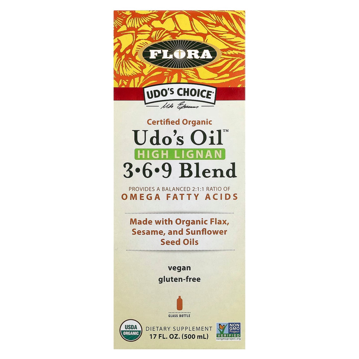 Flora Udo's Choice Organic Omega 3 6 9 Blend, 17 fl oz (500 ml) - Image 1