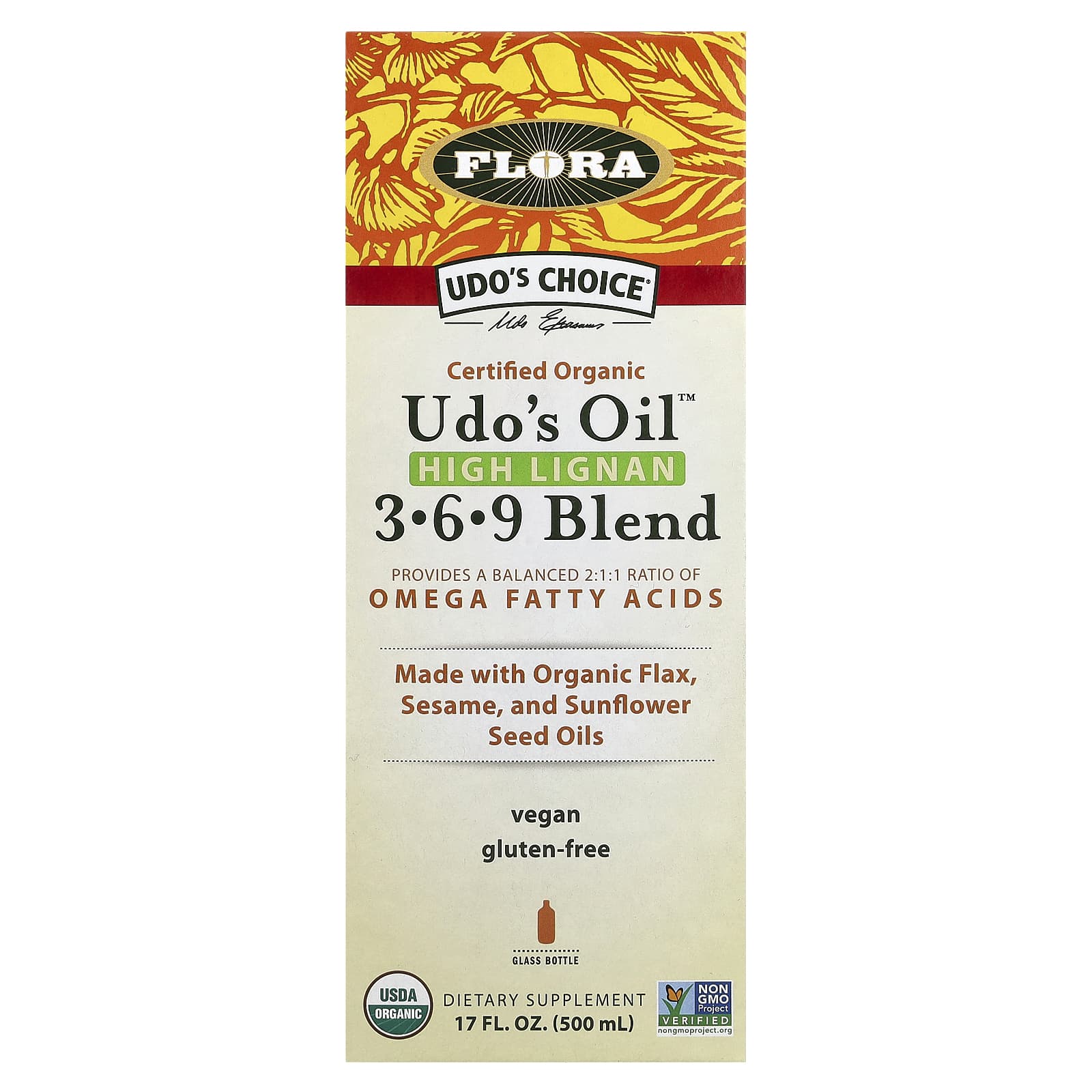 Flora Udo's Choice Organic Omega 3 6 9 Blend, 17 fl oz (500 ml) - Image 1