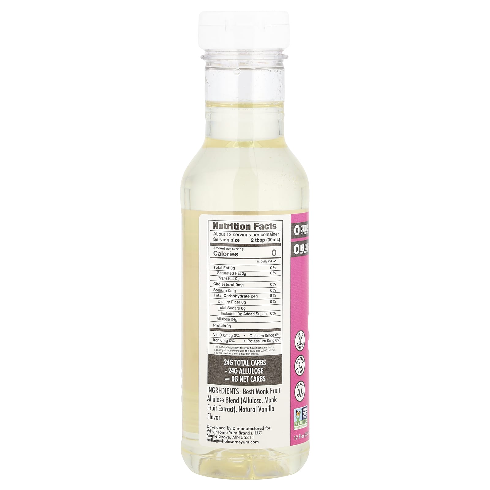 Wholesome Yum, Zero Sugar Coffee Syrup, Vanilla, 12 fl oz (354 ml) - Image 2