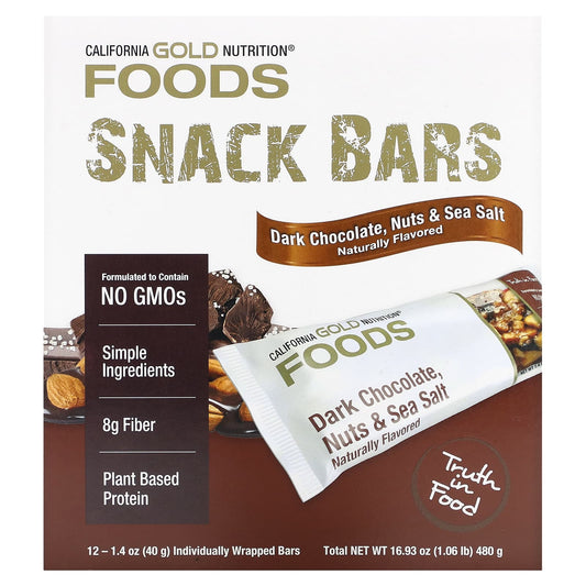 Dark Chocolate, Nuts & Sea Salt Snack Bars by California Gold Nutrition - Image 1