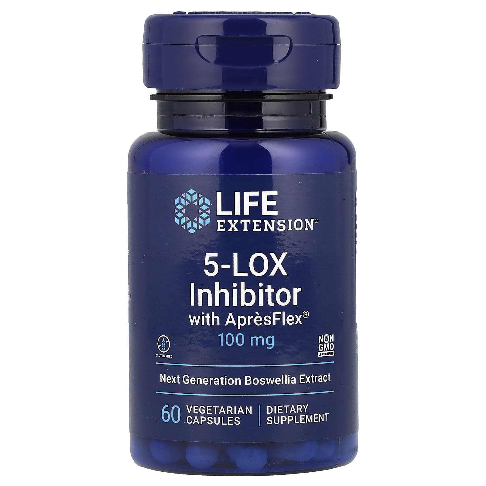 Life Extension, 5-LOX Inhibitor with ApresFlex®, 100 mg, 60 Vegetarian Capsules - Image 1