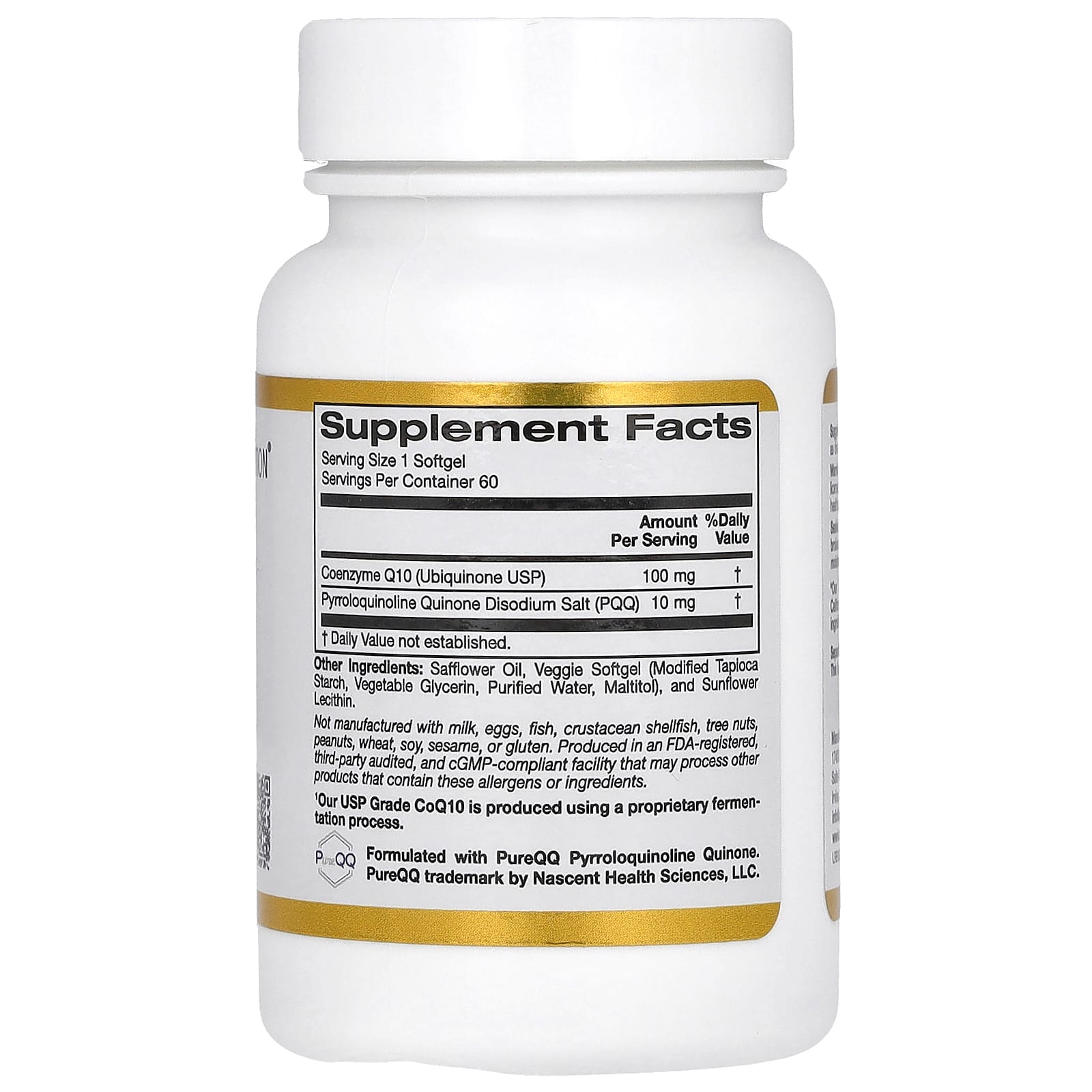 California Gold Nutrition CoQ10 with PQQ 100mg 60 Veggie Softgels - Image 2