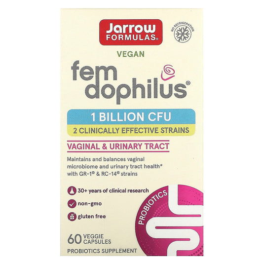 Jarrow Formulas Vegan Fem Dophilus, 1 Billion CFU, 60 Veggie Capsules for Women - Image 1