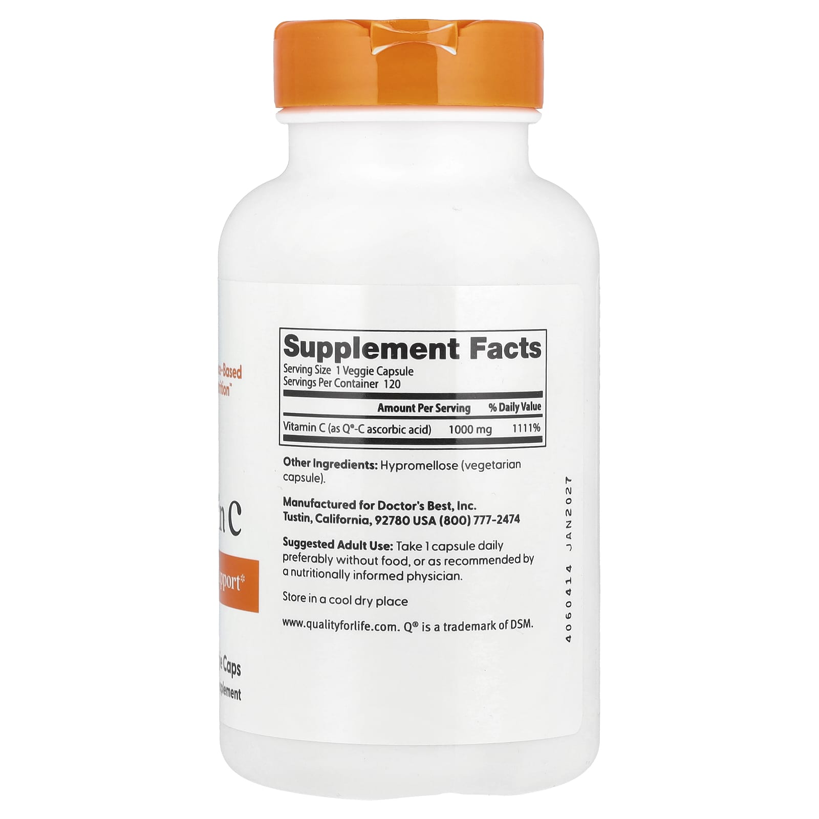 Doctor's Best Vitamin C 1000mg 120 Veggie Capsules for Immune Support - Image 2