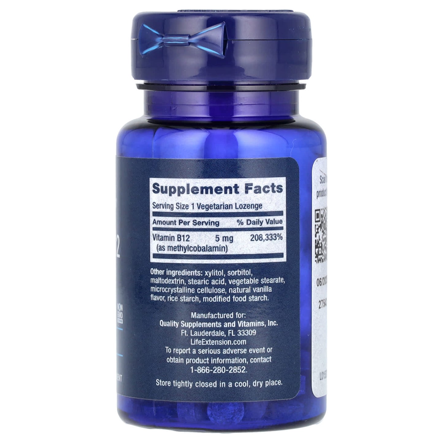 Life Extension, Vitamin B12 Methylcobalamin, 5 mg, 60 Vegetarian Lozenges - Image 2