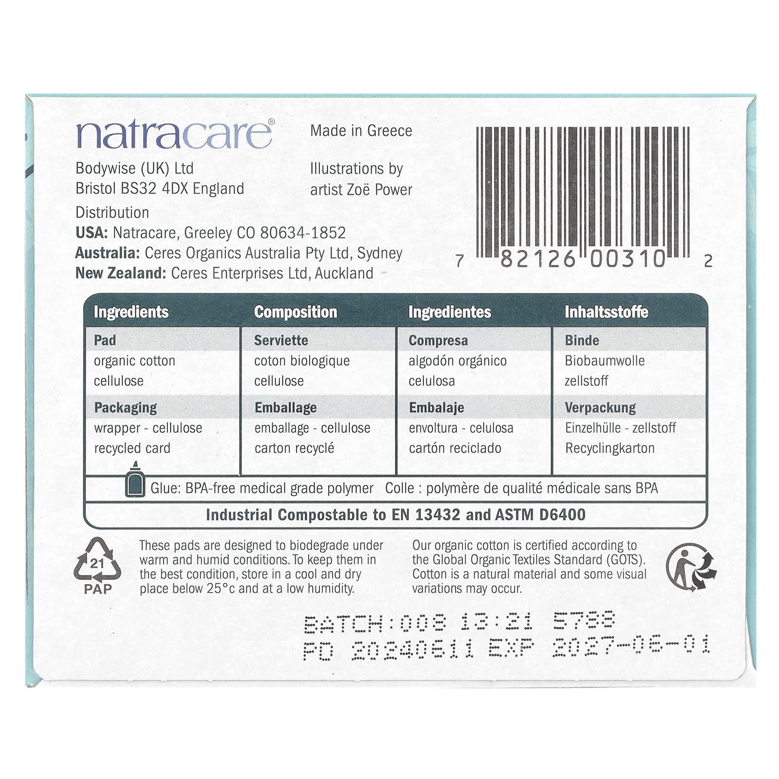 Natracare, Ultra Pads, Organic Cotton Cover, Long, 10 Pads - Image 2