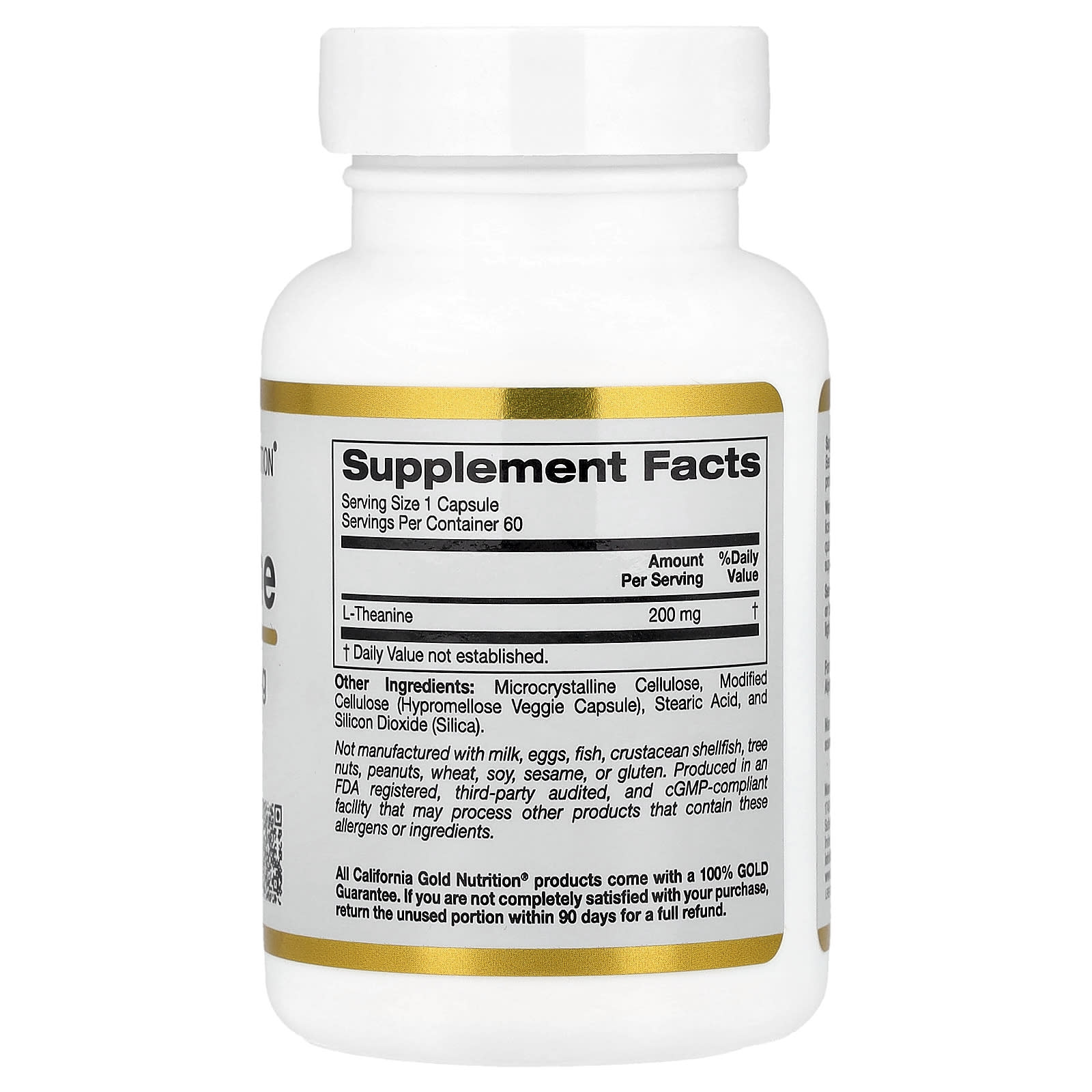 California Gold Nutrition - L-Theanine with AlphaWave, 200mg, 60 Veggie Capsules - Image 2
