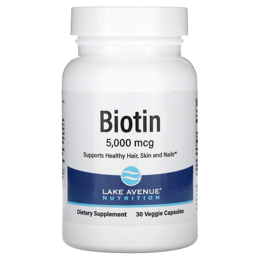 Support Healthy Hair, Skin & Nails with High-Dose Biotin (5,000 mcg, 30 Veggie Capsules) - Image 1