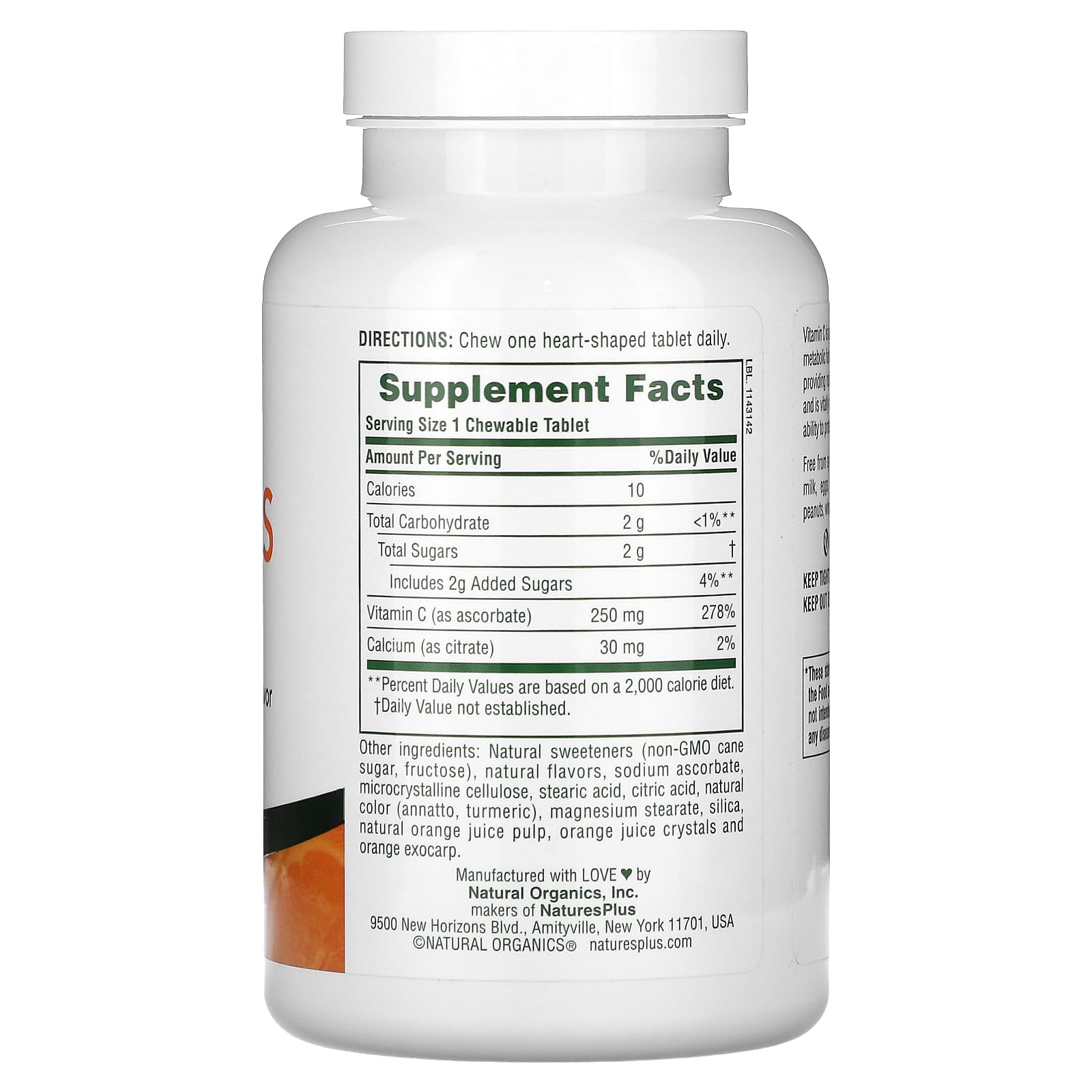 NaturesPlus, Chewable Love Buffs, Vitamin C, Natural Orange , 250 mg, 90 Tablets - Image 2
