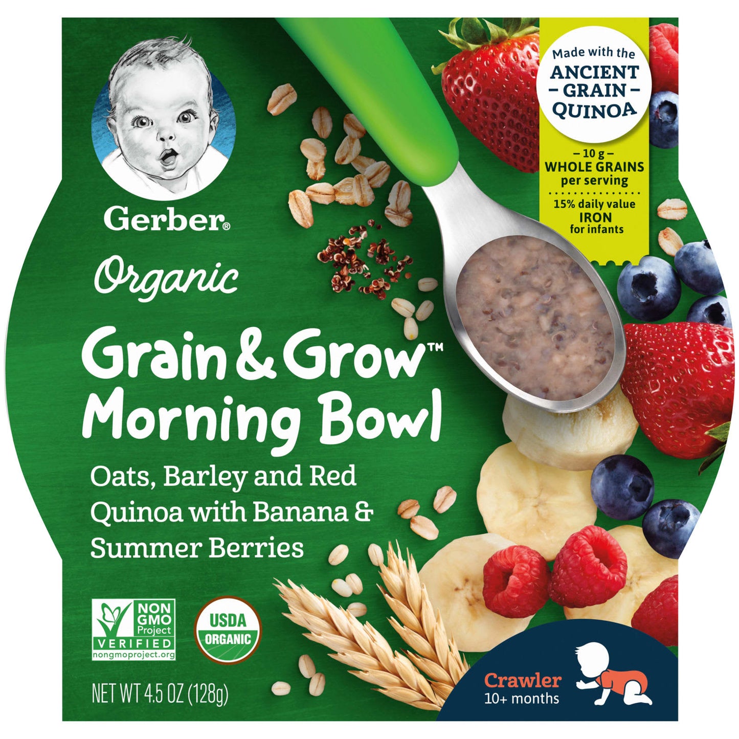 Gerber Organic Morning Bowl for 10+ Months, Whole Grains & Fruits - Image 1