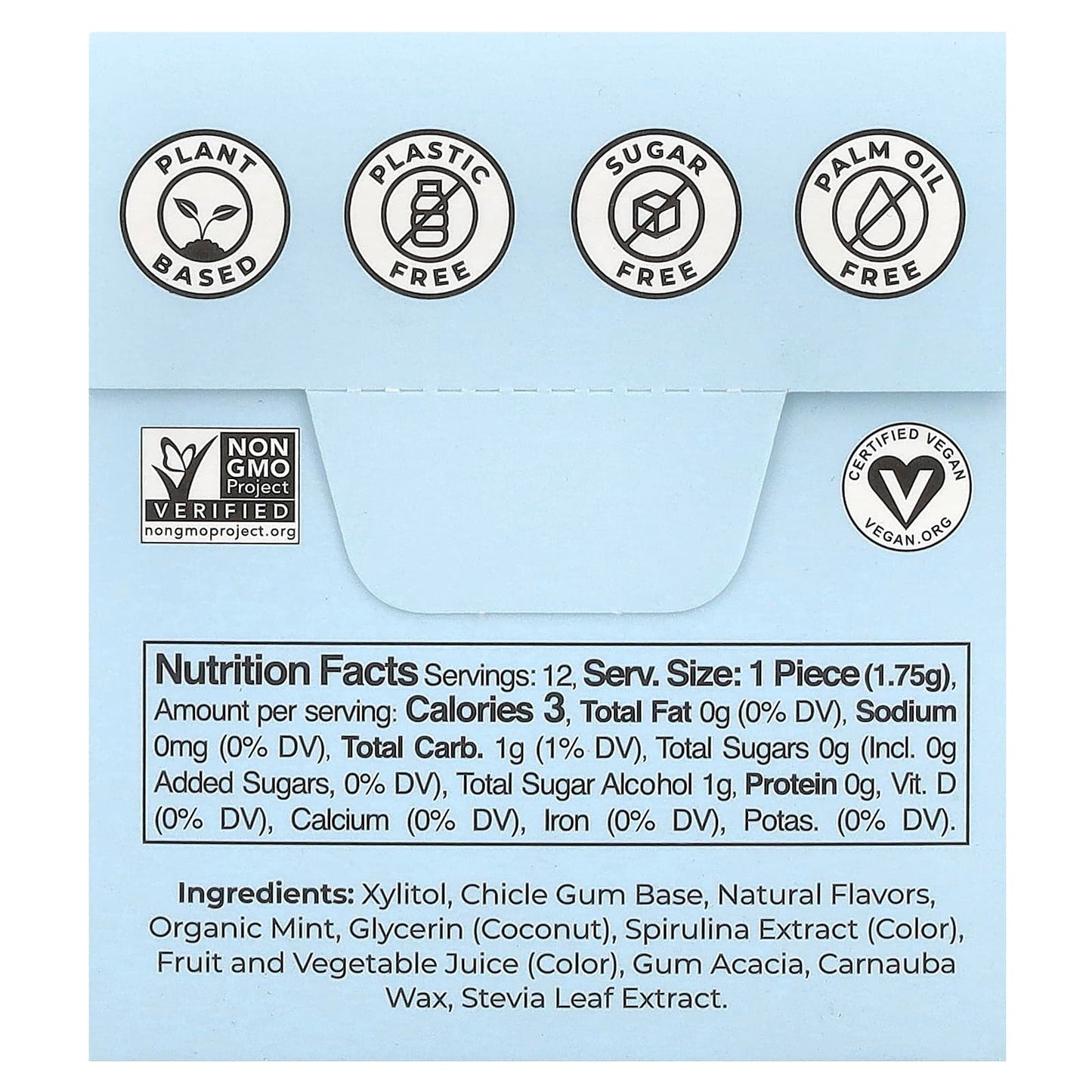 Refresh Gum, Plant-Based Gum, Sugar Free, Peppermint, 12 Pieces - Image 2
