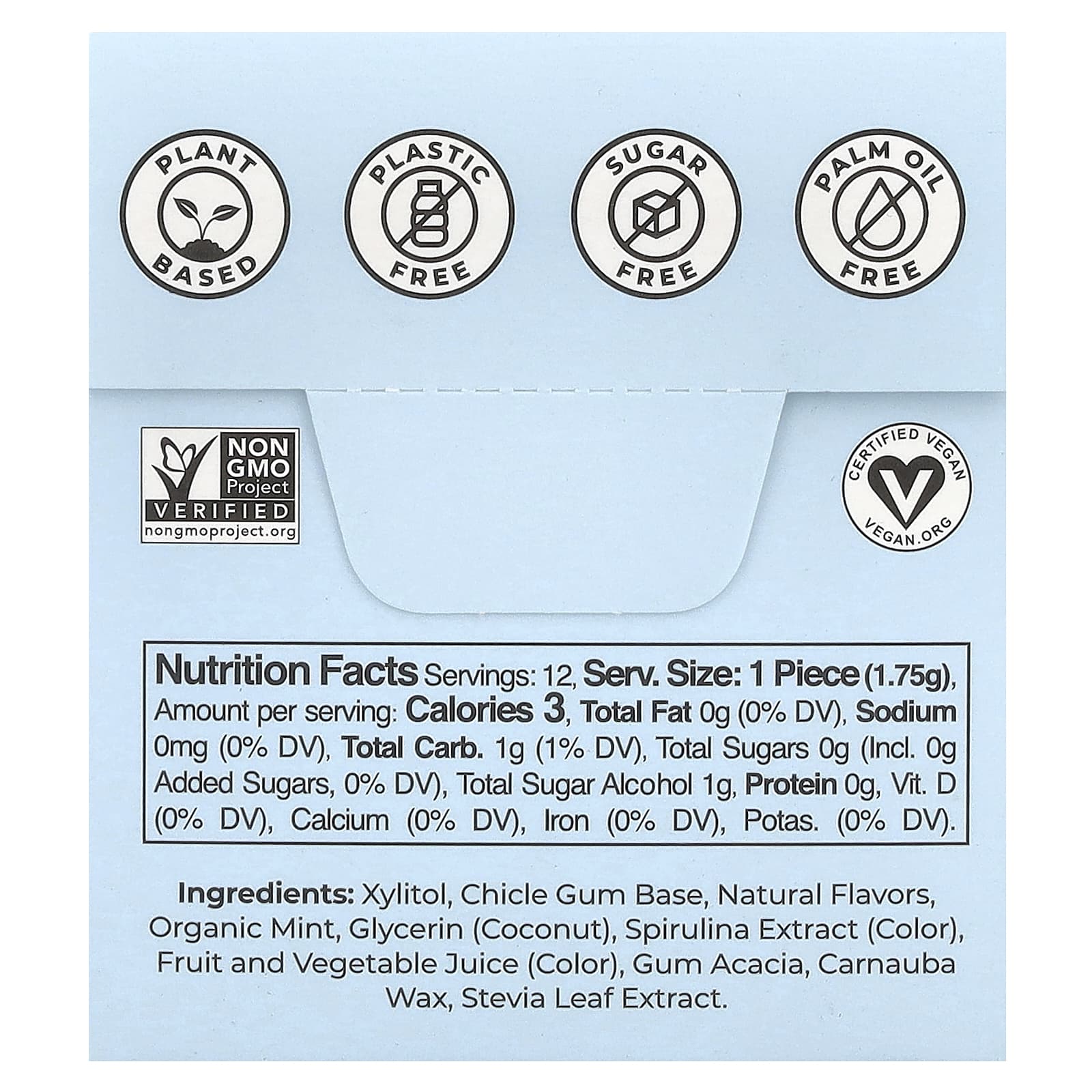 Refresh Gum, Plant-Based Gum, Sugar Free, Peppermint, 12 Pieces - Image 2