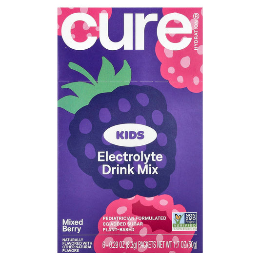 Cure Kids Electrolyte Drink Mix, 6 Packets, No Added Sugar - Image 1