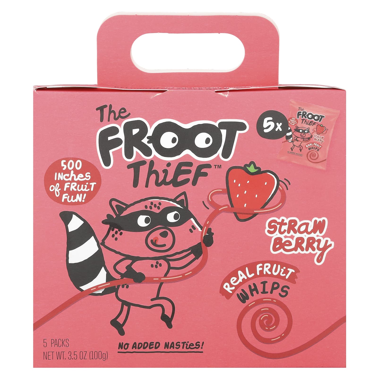 The Froot Thief, Real Fruit Whips, Strawberry, 5 Packs, 0.7 oz (20 g) Each - Image 1