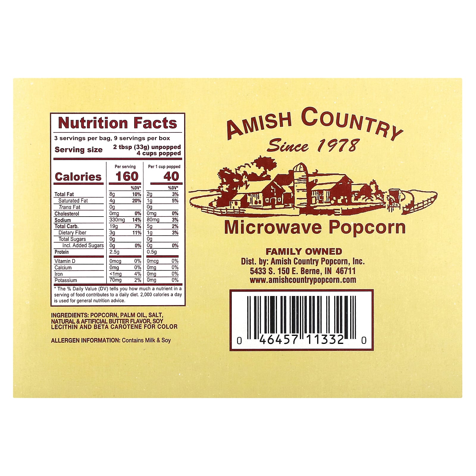 Delicious Amish Country Popcorn - Ladyfinger Variety, 3.5 oz (99g) Bags, 3-Pack - Image 2