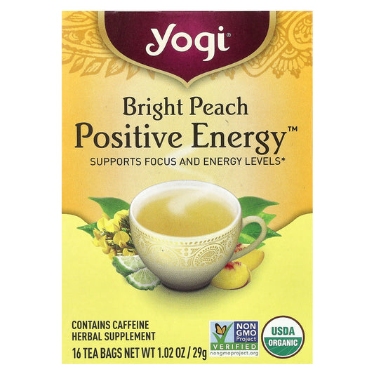 Yogi Tea, Positive Energy™, Bright Peach , 16 Tea Bags, 1.02 oz (29 g) - Image 1