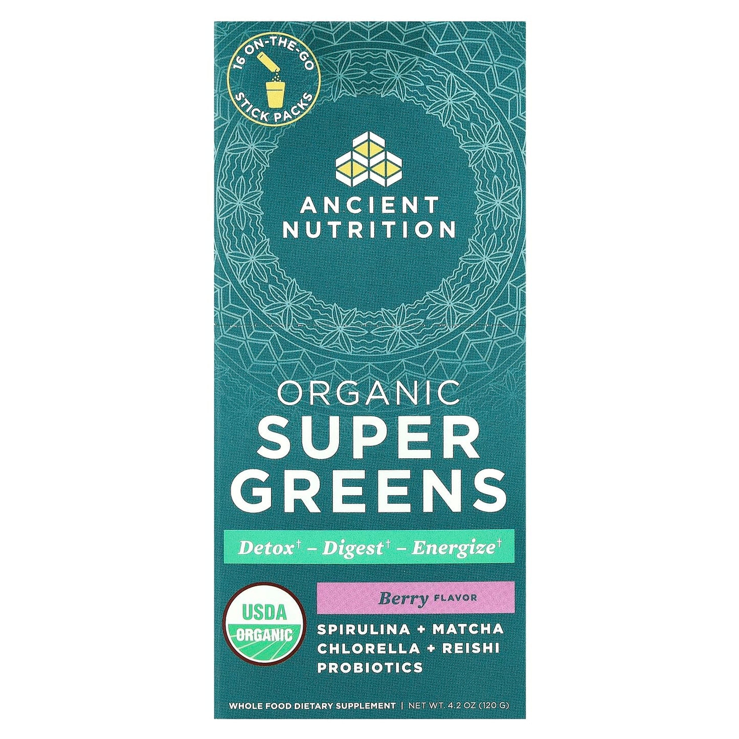 Boost Energy & Detox with Ancient Nutrition Organic Super Greens Berry - Image 1