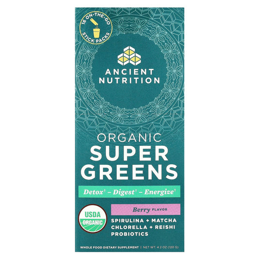 Boost Energy & Detox with Ancient Nutrition Organic Super Greens Berry - Image 1