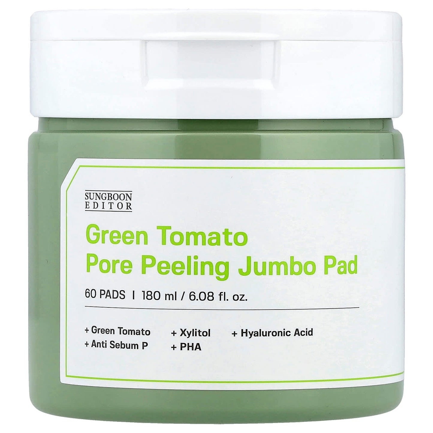 Sungboon Editor, Green Tomato Pore Peeling Jumbo Pad, 60 Pads, 6.08 fl oz (180 ml) - Image 1
