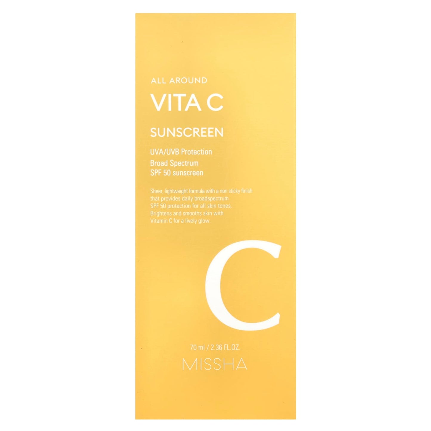 Missha, All Around Vita C Sunscreen, SPF 50, 2.36 fl oz (70 ml) - Image 2