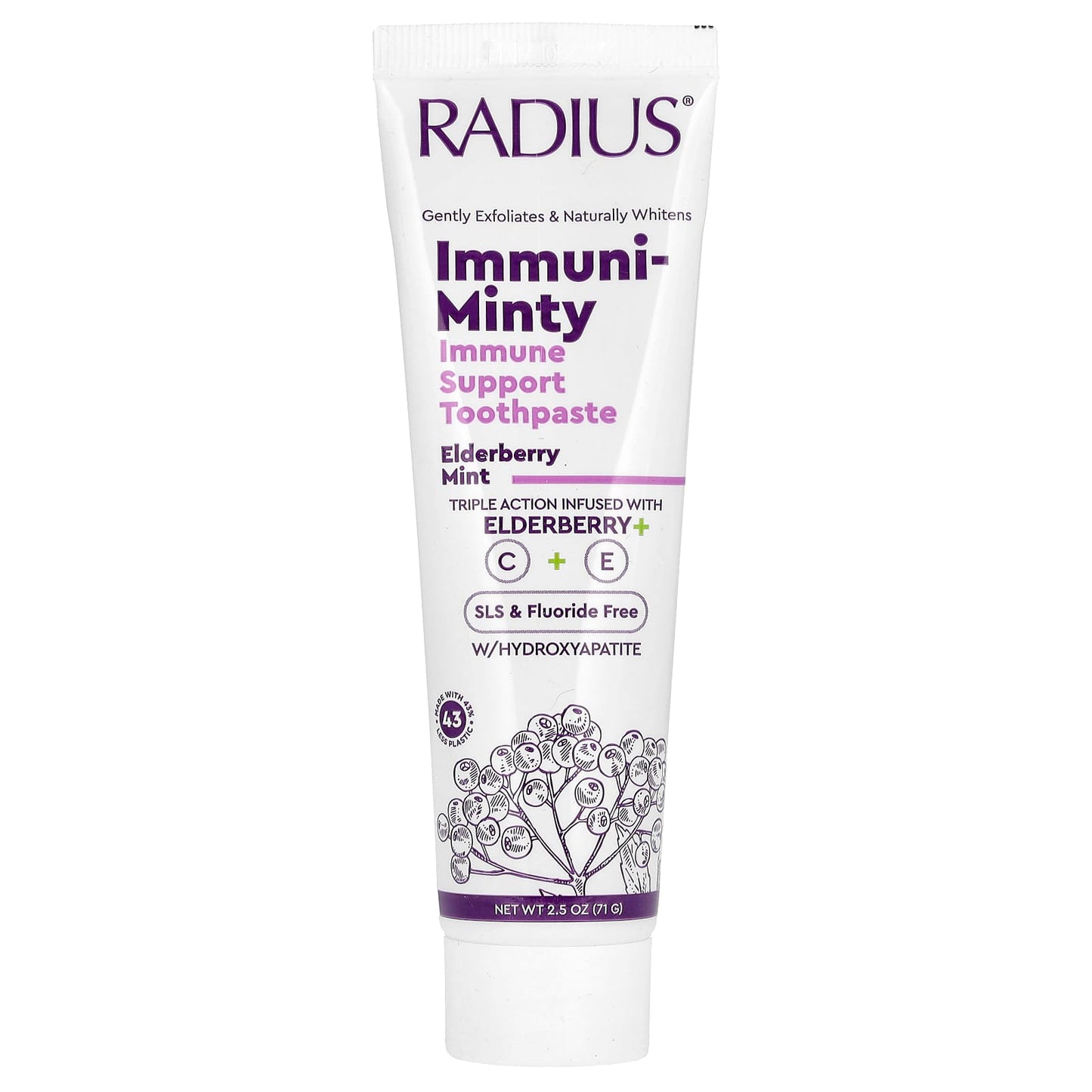 RADIUS, Immuni-Minty, Immune Support Toothpaste, Elderberry Mint, 2.5 oz (71 g) - Image 1
