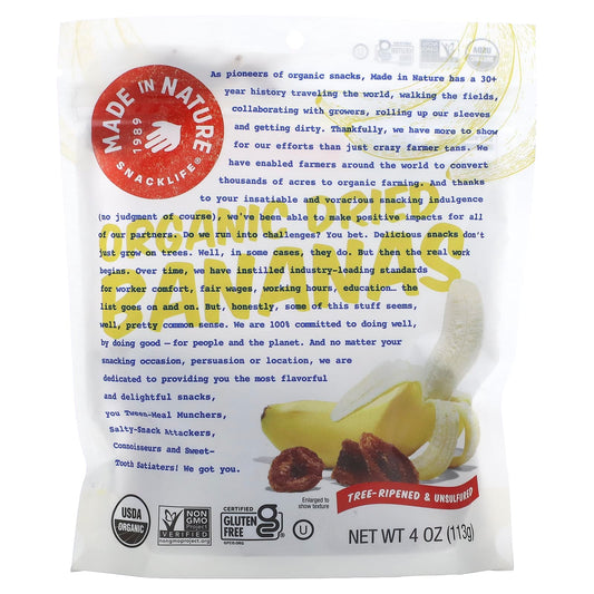 Made in Nature, Organic Dried Banana, Tree-Ripened & Unsulfured, 4 oz (113 g) - Image 1