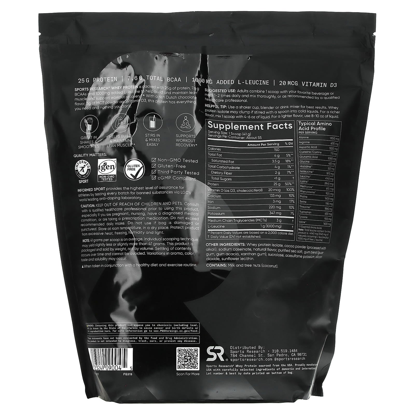 Sports Research, Whey Protein, Dutch Chocolate, 5 lb (2.27 kg) - Image 2