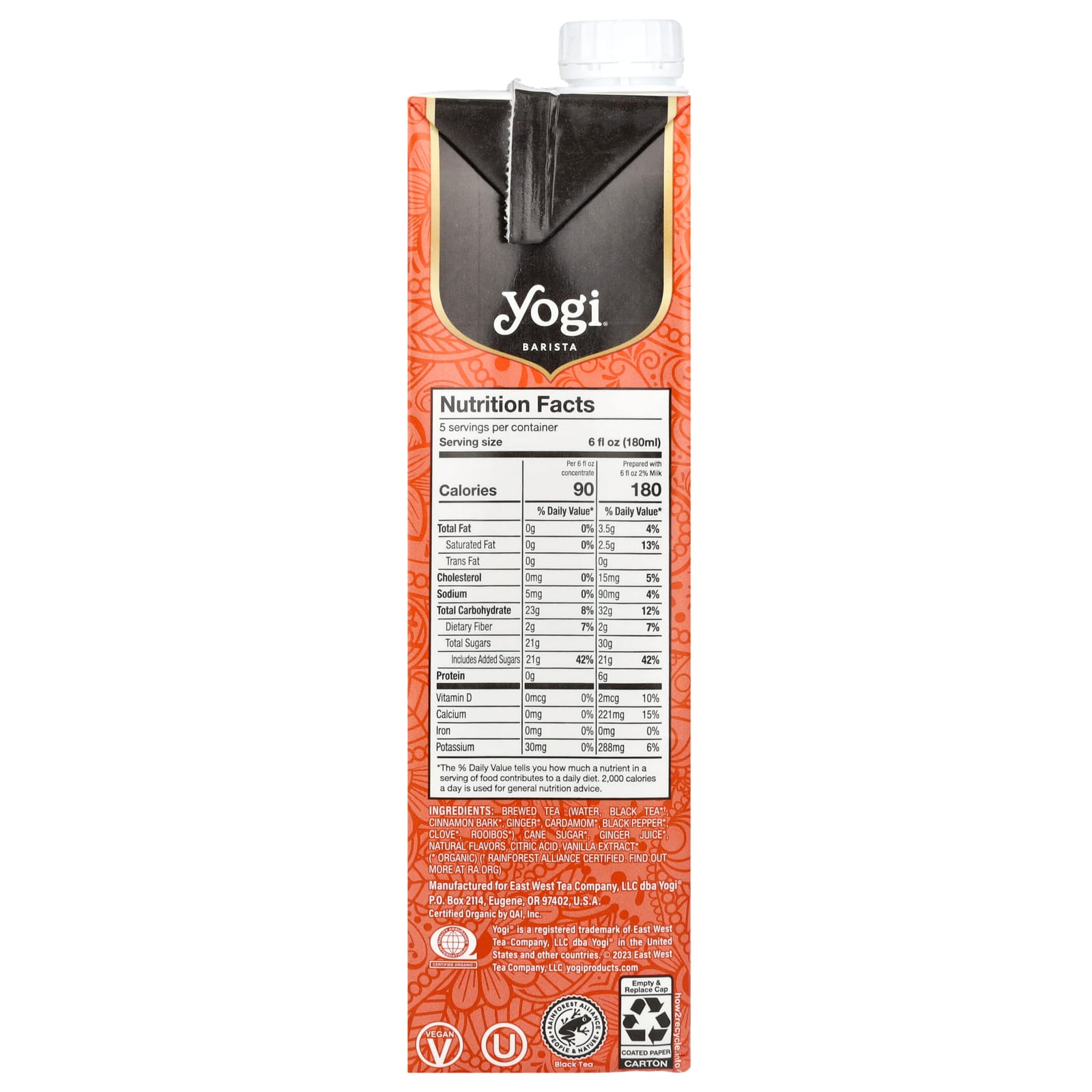 Yogi Tea, Barista, Organic Chai Latte, Black Tea Concentrate, Classic, 32 fl oz (946 ml) - Image 2