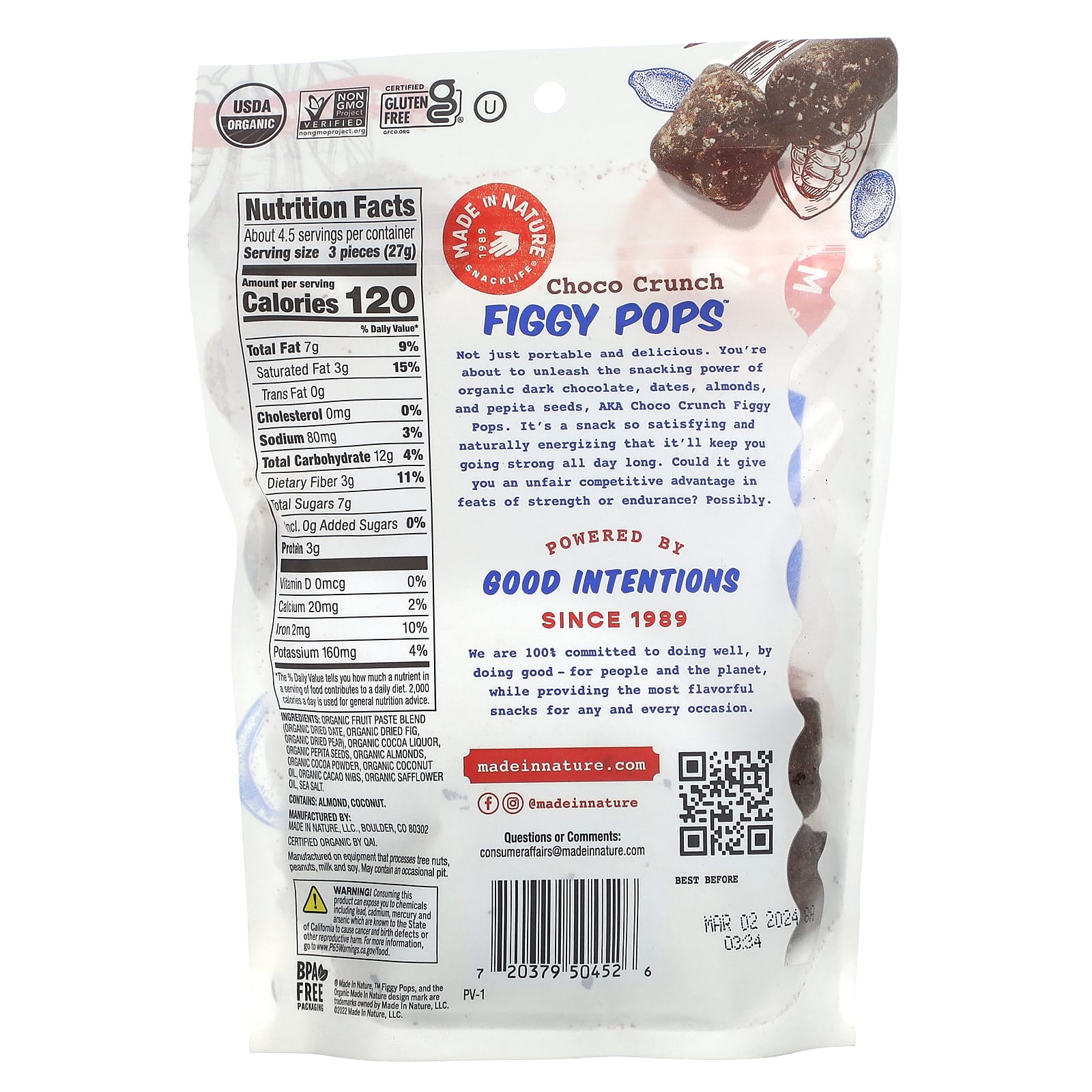 Made in Nature, Figgy Pops, Choco Crunch, 4.2 oz (119 g) - Image 2