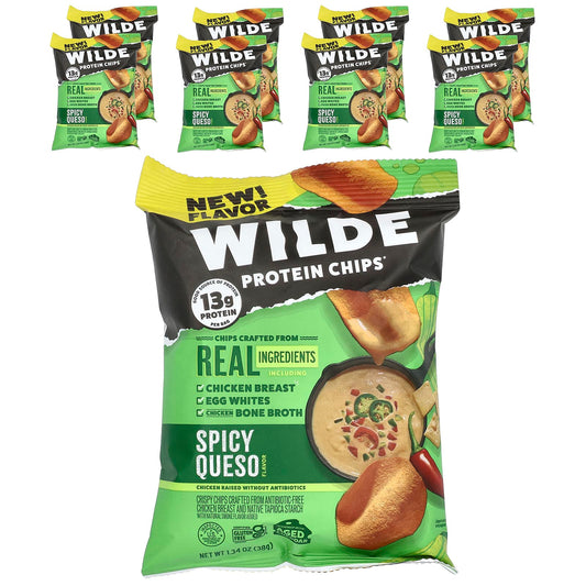 Wilde Brands, Protein Chips, Spicy Queso, 8 Bags, 1.34 oz (38 g) Each - Image 1