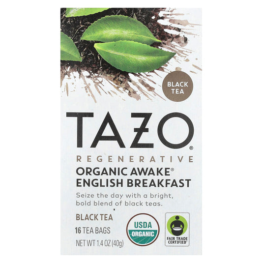 TAZO, Regenerative, Black Tea, Organic Awake, English Breakfast, 16 Tea Bags, 1.4 oz (40 g) - Image 1