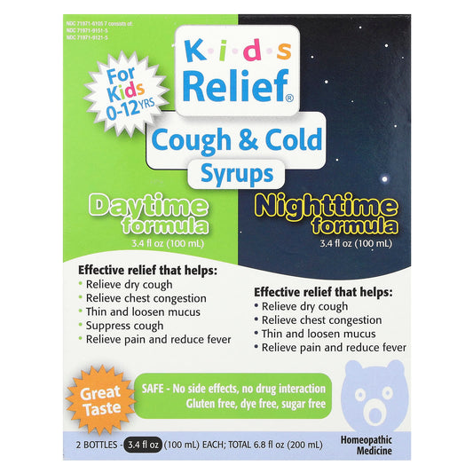 Homeolab USA Kids Relief Syrups - Daytime & Nighttime Formula for Cough & Cold - Image 1