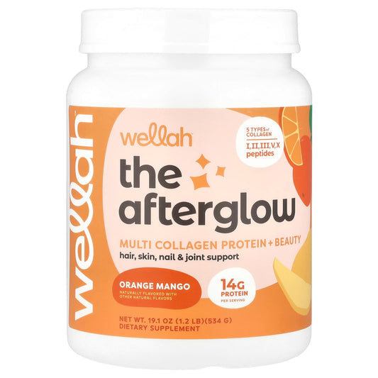 Wellah, The Afterglow, Multi Collagen Protein + Beauty, Orange Mango, 1.2 lb (534 g) - Image 1