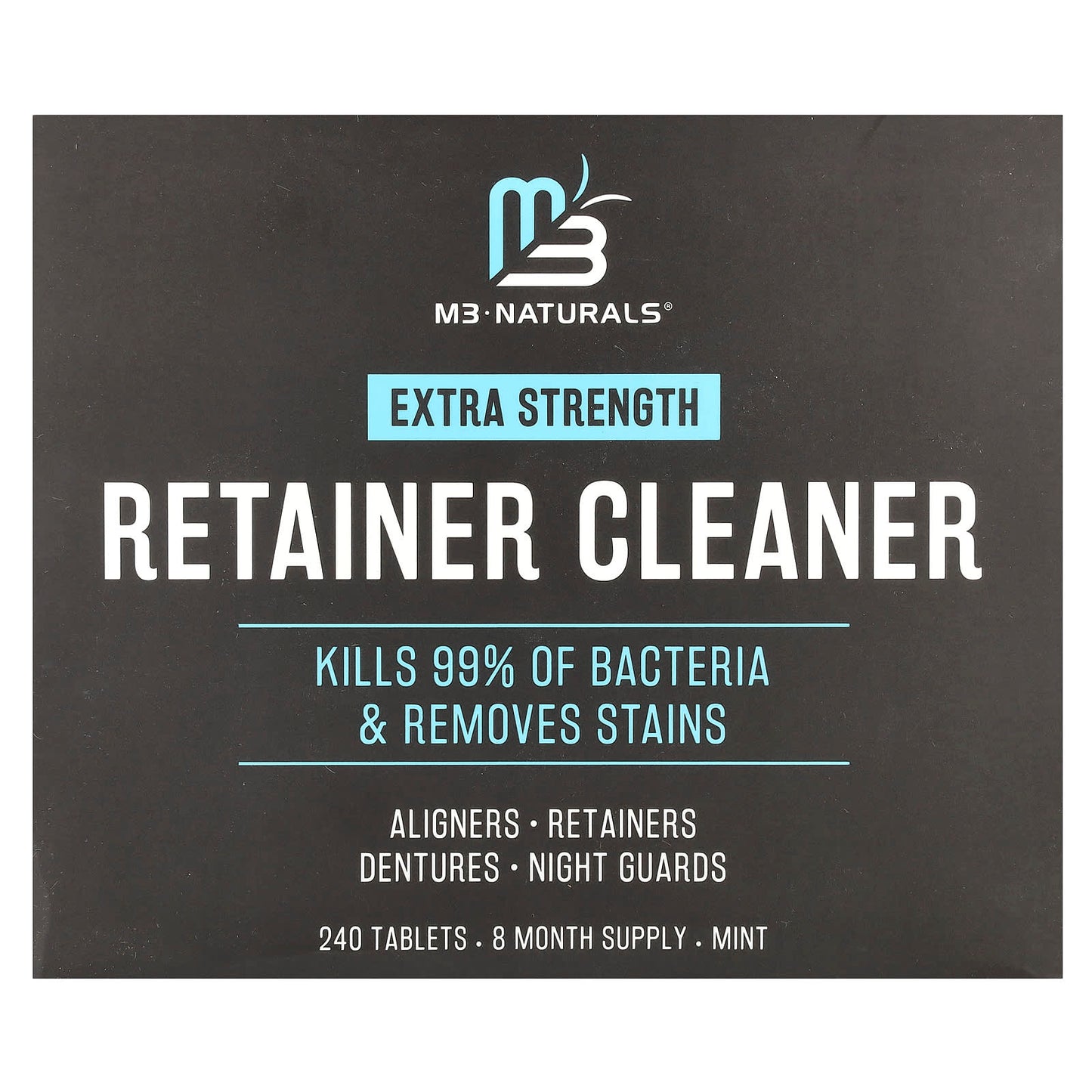 M3 Naturals, Retainer Cleaner, Extra Strength, Mint, 240 Tablets - Image 1