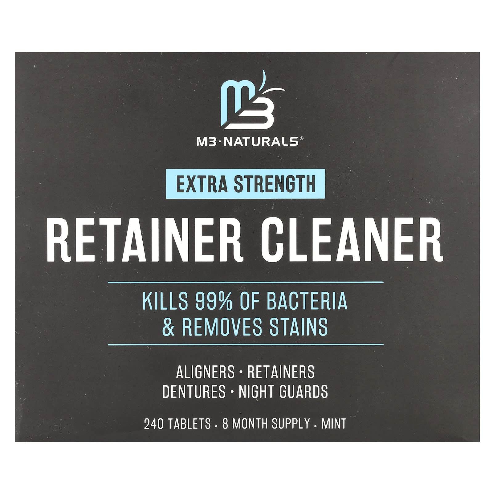 M3 Naturals, Retainer Cleaner, Extra Strength, Mint, 240 Tablets - Image 1