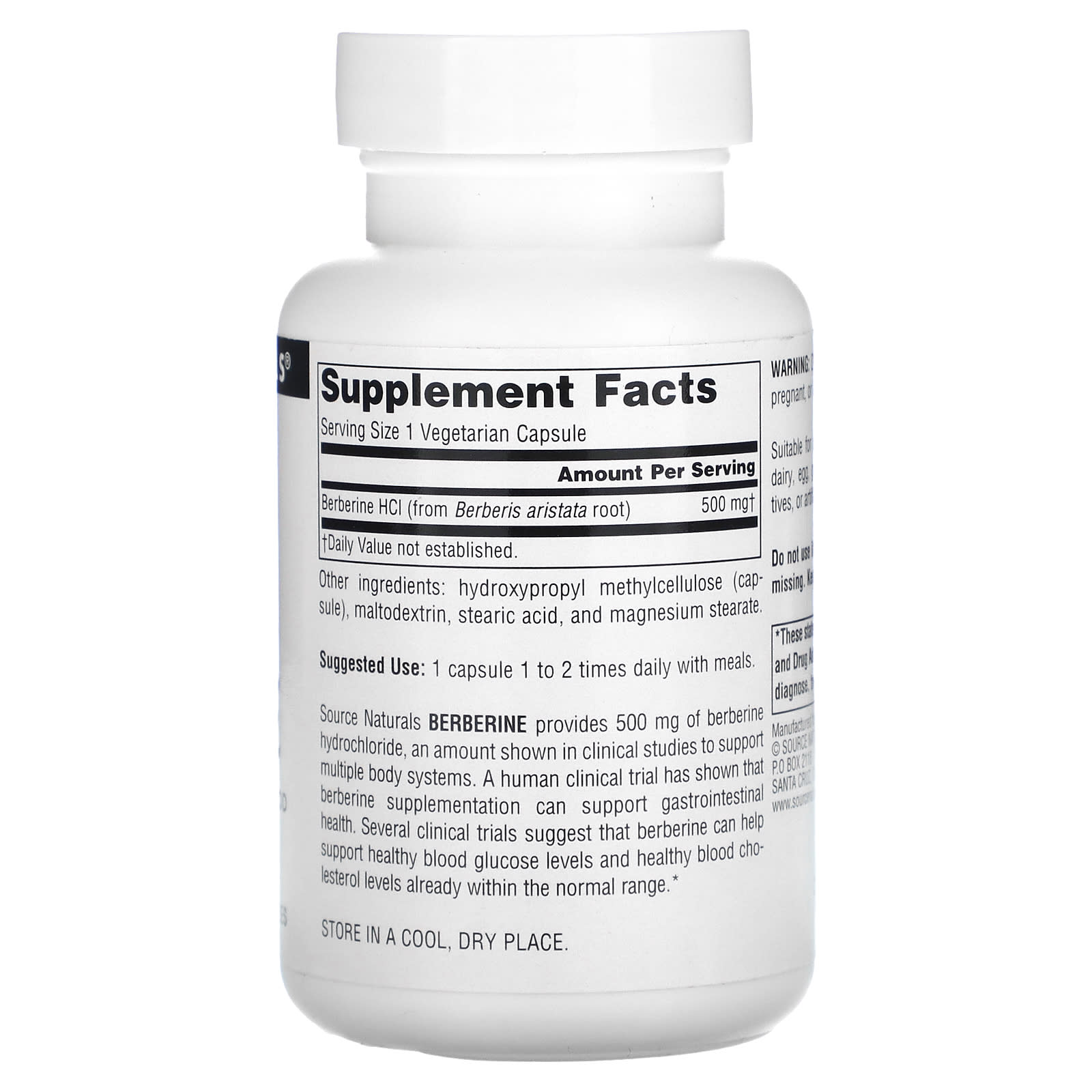Source Naturals, Berberine, 500 mg, 60 Vegetarian Capsules - Image 2