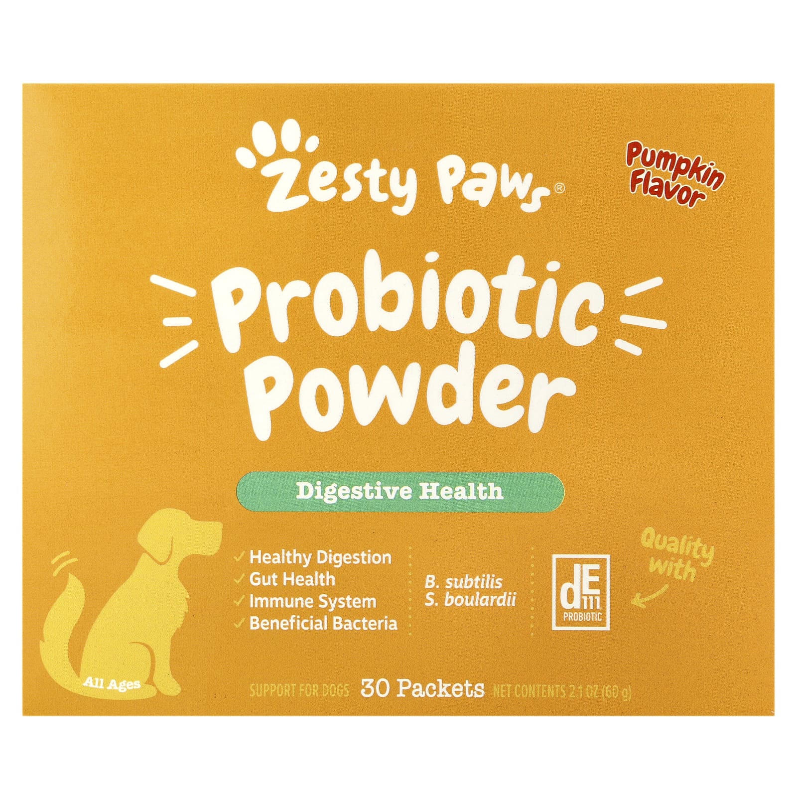Zesty Paws, Probiotic Powder, For Dogs, All Ages, Pumpkin, 30 Packets, 2.1 oz (60 g)